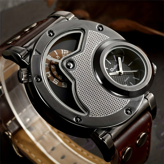 Creative Dual Dial Quartz Men's Watch – Vintage Style with Dual Time Zones , Infinite Steampunk