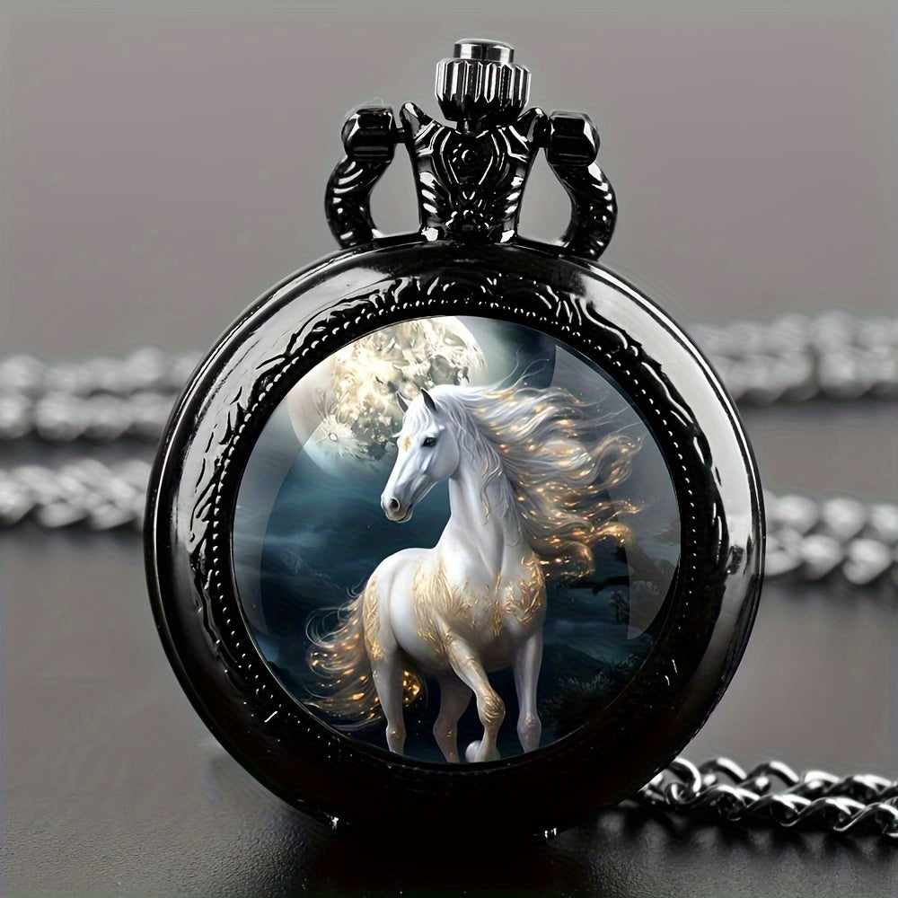 Horse Pendant Quartz Pocket Watch , Infinite Steampunk