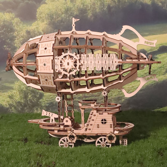 3D Wooden Airship Puzzle Model Kit , Infinite Steampunk