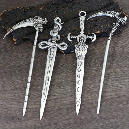 Vintage Viking-Inspired Sword and Sythe Hairpin Set , Infinite Steampunk