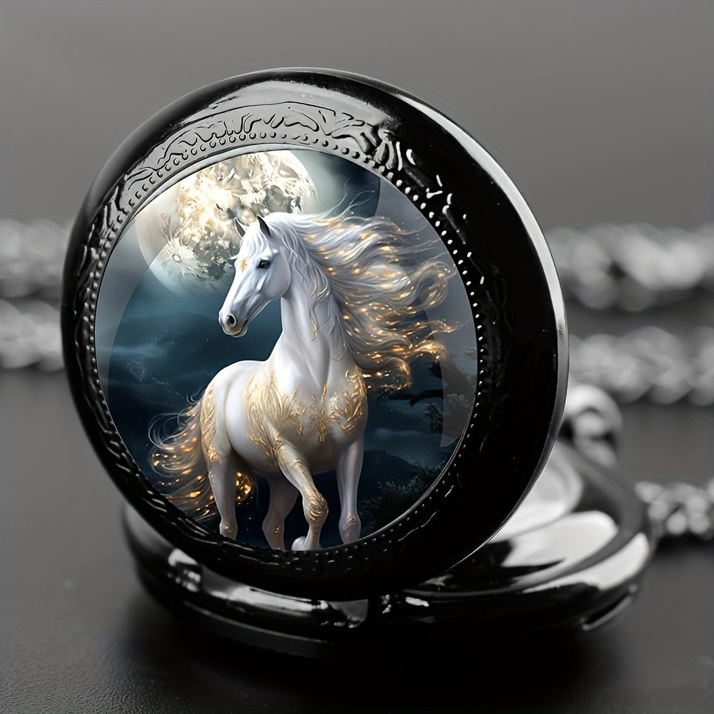 Horse Pendant Quartz Pocket Watch , Infinite Steampunk