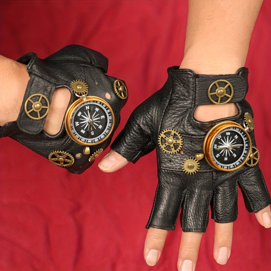 Steampunk Fingerless PU Leather Gloves , Infinite Steampunk