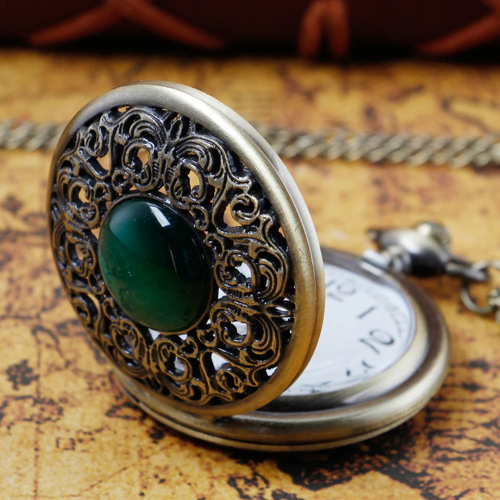 Green Stone Pocket Watch - Infinite Steampunk