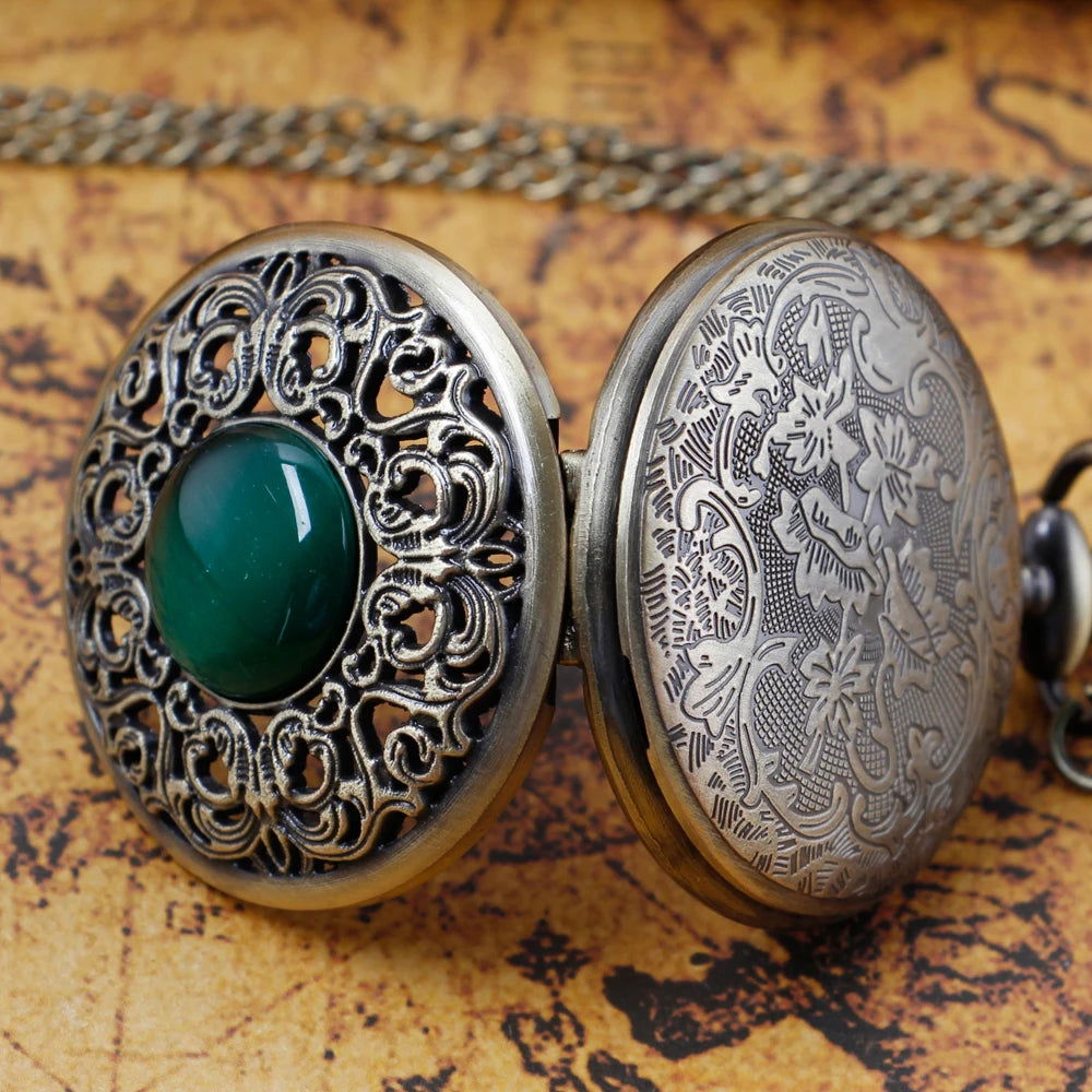 Green Stone Pocket Watch - Infinite Steampunk