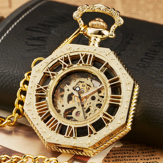 Classic Hexagonal Mechanical Pocket Watch , Infinite Steampunk