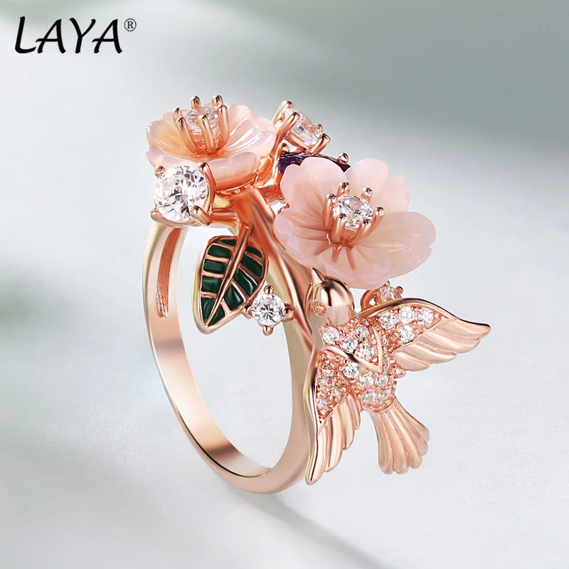 Luxury 925 Sterling Silver Shell Flower Ring