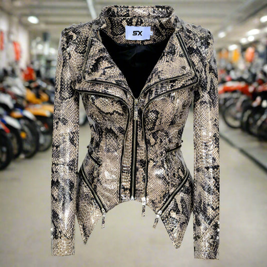 Veste motard en cuir pour femme