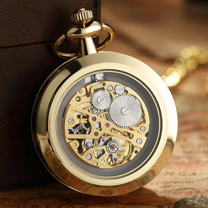 Luxury Skeleton Mechanical Pocket Watch , Infinite Steampunk