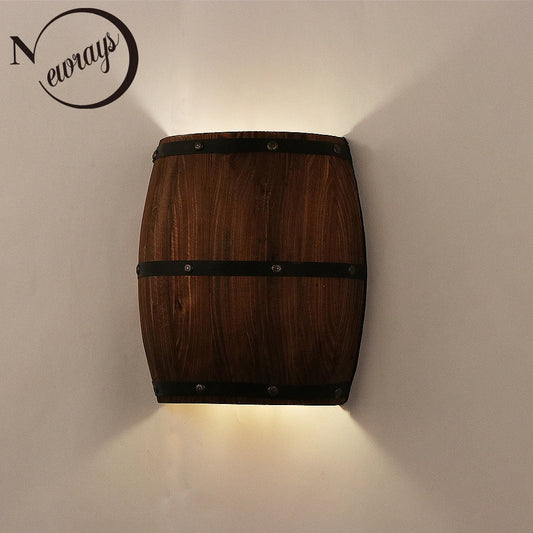 Retro Wood Barrel Wall Light Fixture , Infinite Steampunk