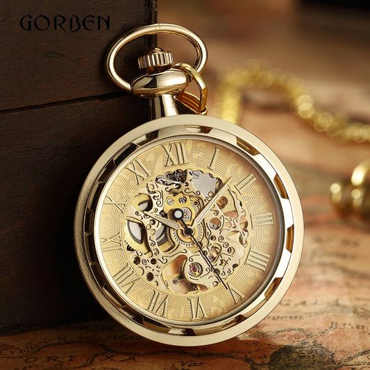 Luxury Skeleton Mechanical Pocket Watch , Infinite Steampunk