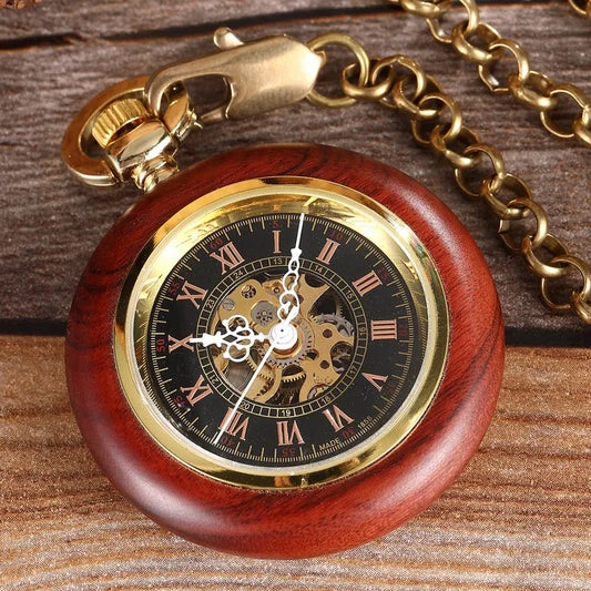 Wood Mechanical Pocket Watch , Infinite Steampunk