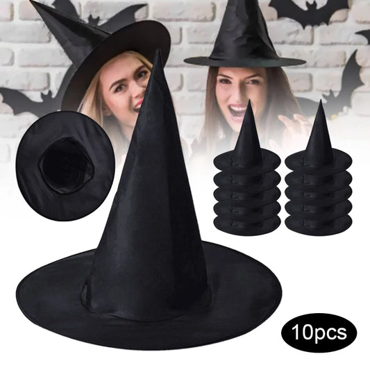 10 Pcs Halloween Black Witch Hat , Infinite Steampunk