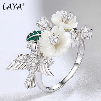 Luxury 925 Sterling Silver Shell Flower Ring