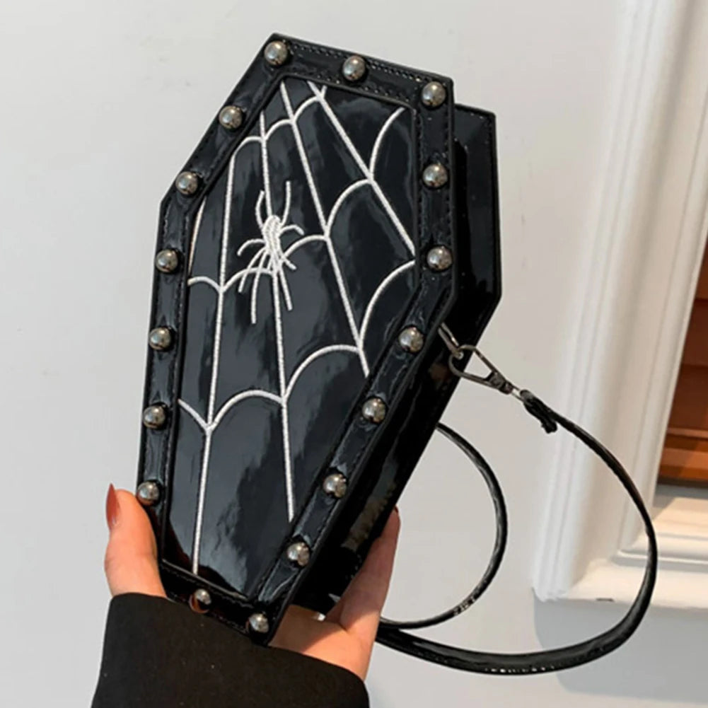 Gothic Rose Spider Coffin Crossbody Bag