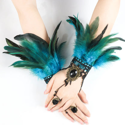 Lace Feather Wrist Cuffs