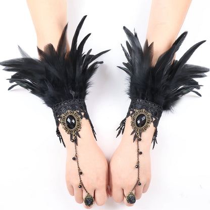 Lace Feather Wrist Cuffs