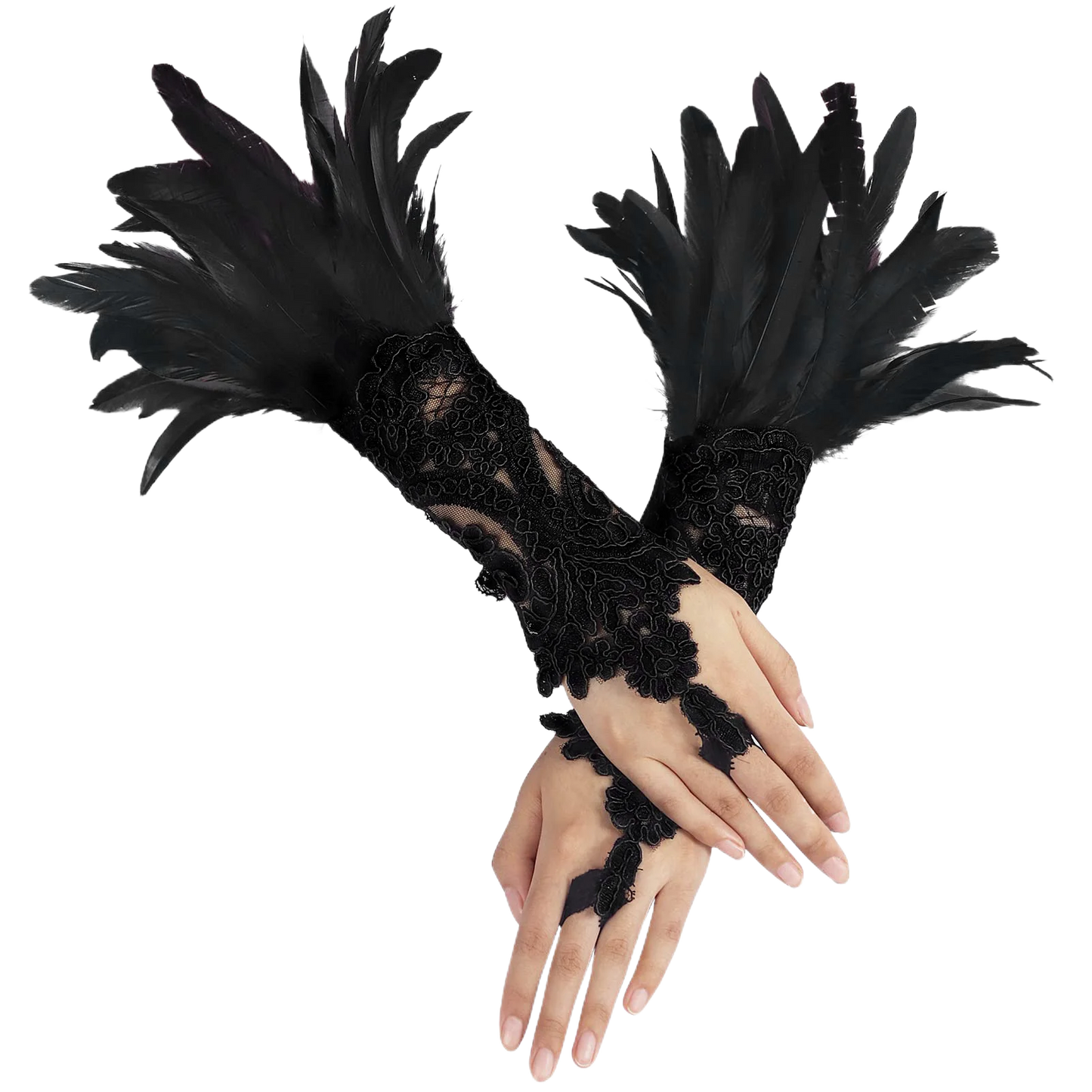 Punk Gothic Feather Wrist Cuffs