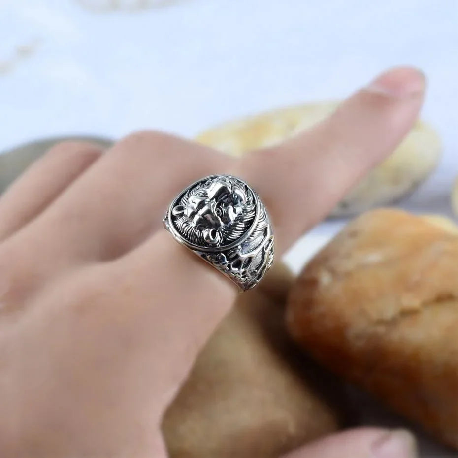 Silver Lion Ring , Infinite Steampunk