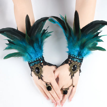 Lace Feather Wrist Cuffs