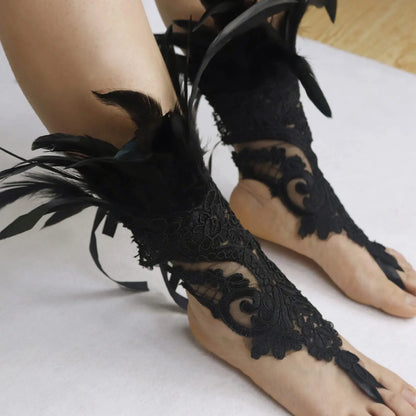 Punk Gothic Feather Wrist Cuffs