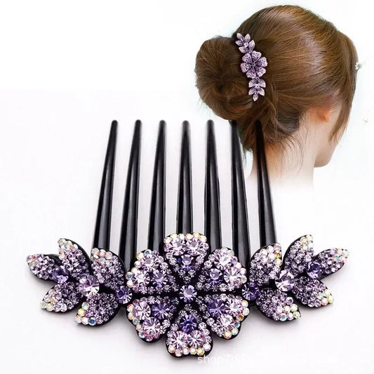 Crystal Rhinestones Flower Hair Comb , Infinite Steampunk