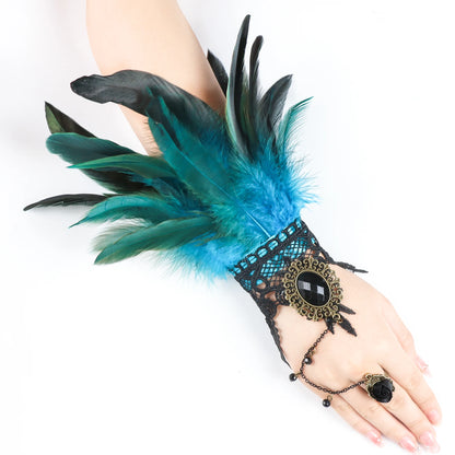 Lace Feather Wrist Cuffs