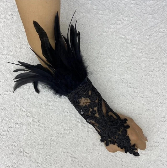 Punk Gothic Feather Wrist Cuffs