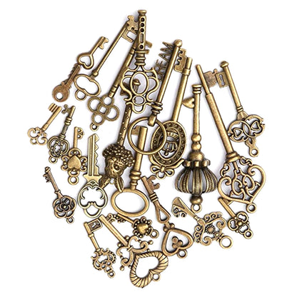 46Pcs/Set Antique Bronze Vintage Skeleton Keys , Infinite Steampunk