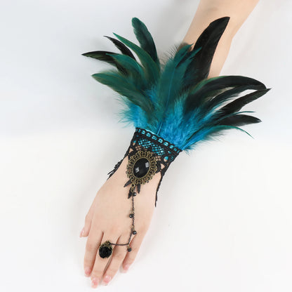 Lace Feather Wrist Cuffs