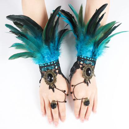 Lace Feather Wrist Cuffs