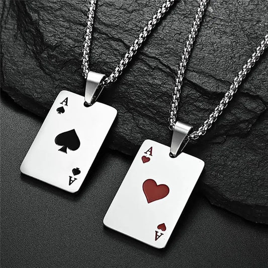 Ace of Spades & Hearts Necklace , Infinite Steampunk