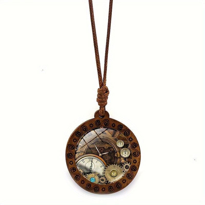 Steampunk Wooden Pendant Necklace - Infinite Steampunk