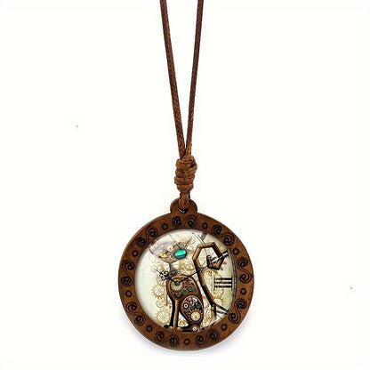 Steampunk Wooden Pendant Necklace - Infinite Steampunk