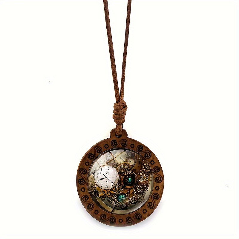 Steampunk Wooden Pendant Necklace - Infinite Steampunk