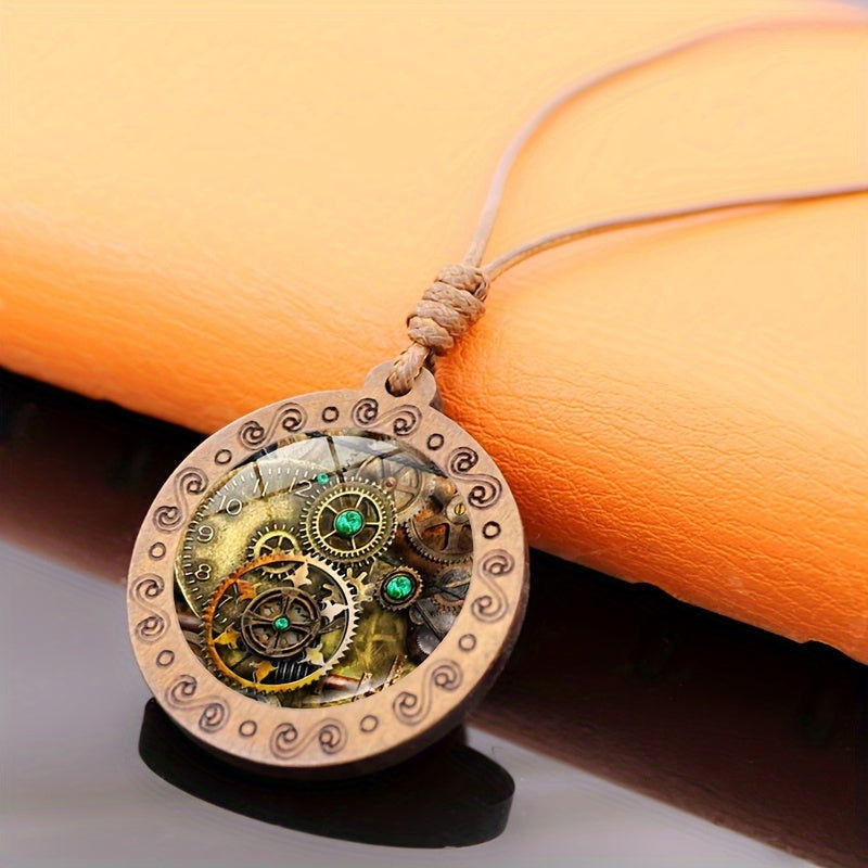 Steampunk Wooden Pendant Necklace - Infinite Steampunk