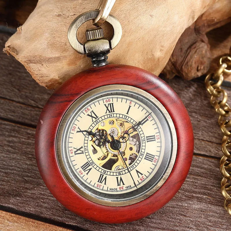 Wood Mechanical Pocket Watch - Infinite Steampunk