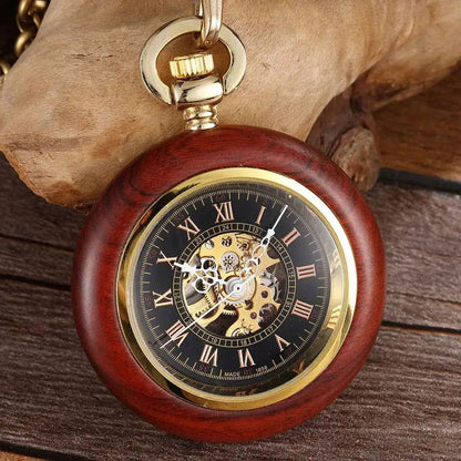 Wood Mechanical Pocket Watch - Infinite Steampunk