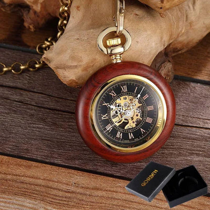 Wood Mechanical Pocket Watch - Infinite Steampunk