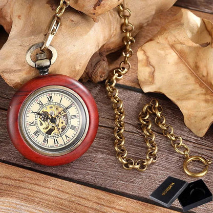 Wood Mechanical Pocket Watch - Infinite Steampunk