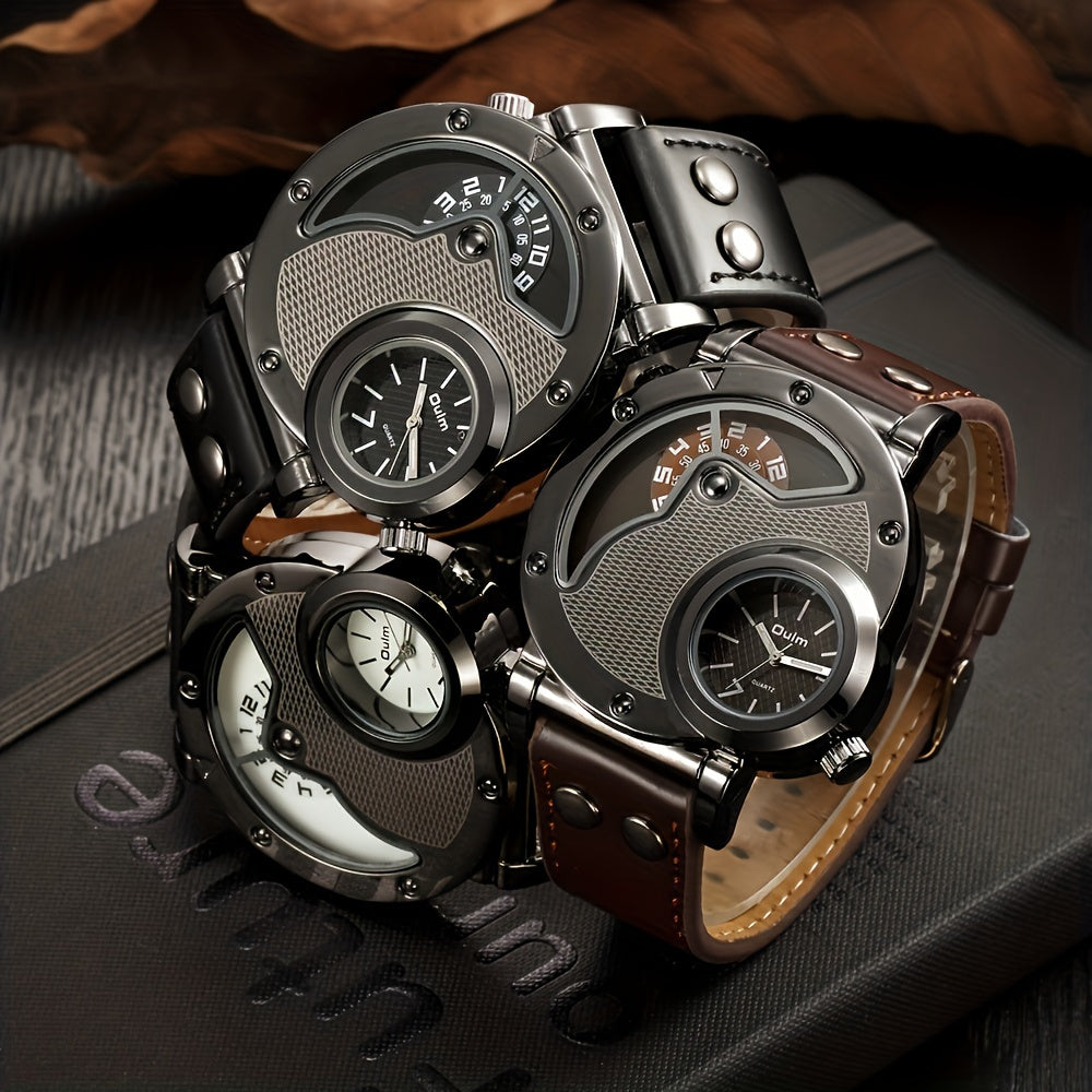 Creative Dual Dial Quartz Men's Watch – Vintage Style with Dual Time Zones , Infinite Steampunk