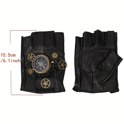 Steampunk Fingerless PU Leather Gloves , Infinite Steampunk