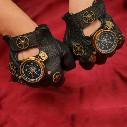 Steampunk Fingerless PU Leather Gloves , Infinite Steampunk